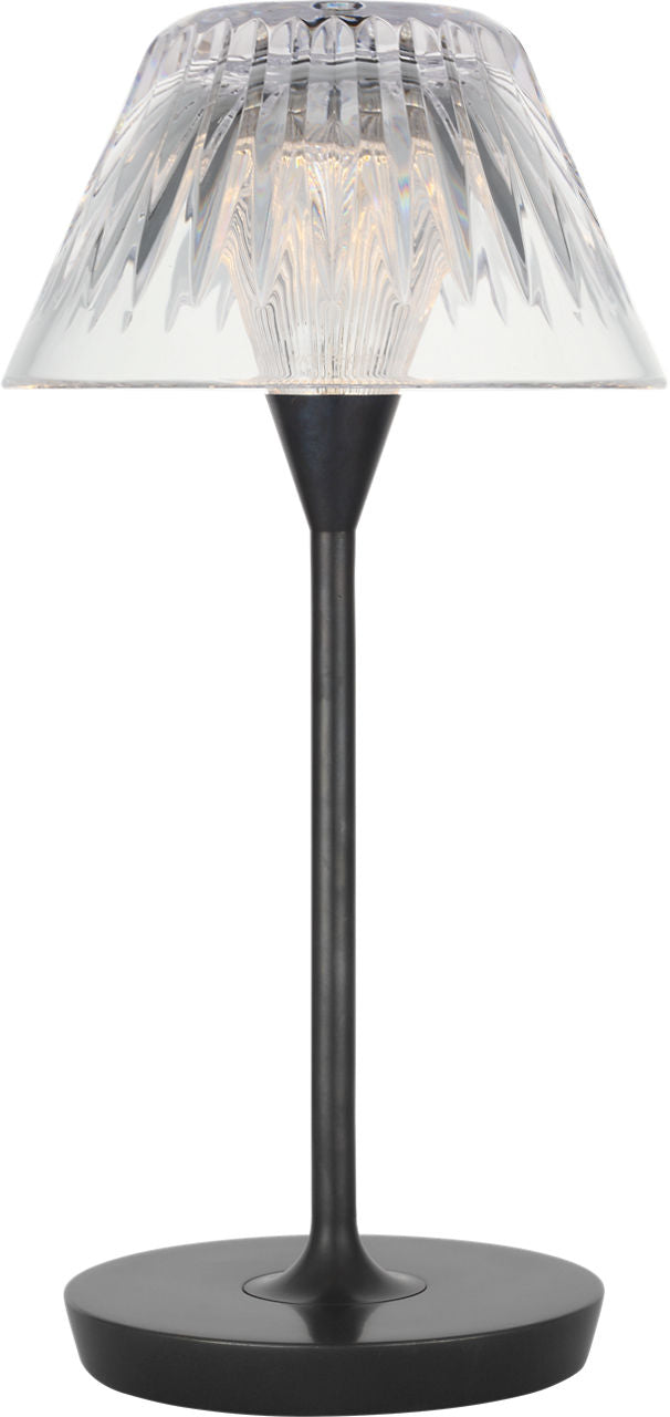 Blaze 12" Rechargeable Bordslampa — Waterford for Visual Comfort & Co. — Bronze with Clear Crystal