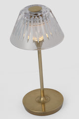 Blaze 12" Rechargeable Bordslampa — Waterford for Visual Comfort & Co. — Natural Brass with Clear Crystal detaljbild
