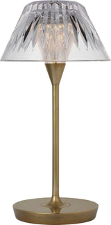 Blaze 12" Rechargeable Bordslampa — Waterford for Visual Comfort & Co. — Natural Brass with Clear Crystal
