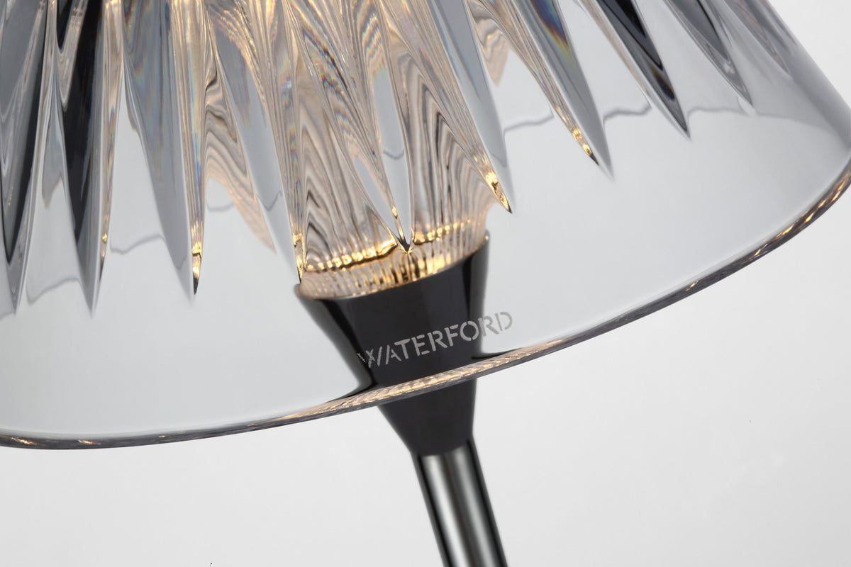 Blaze 12" Rechargeable Bordslampa — Waterford for Visual Comfort & Co. — Polished Nickel with Clear Crystal detaljbild