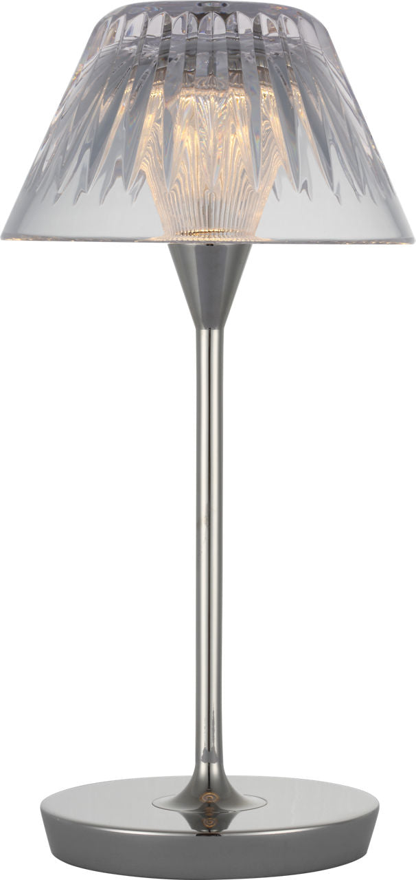 Blaze 12" Rechargeable Bordslampa — Waterford for Visual Comfort & Co. — Polished Nickel with Clear Crystal
