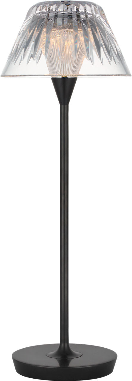 Blaze 16" Rechargeable Bordslampa — Waterford for Visual Comfort & Co. — Bronze with Clear Crystal
