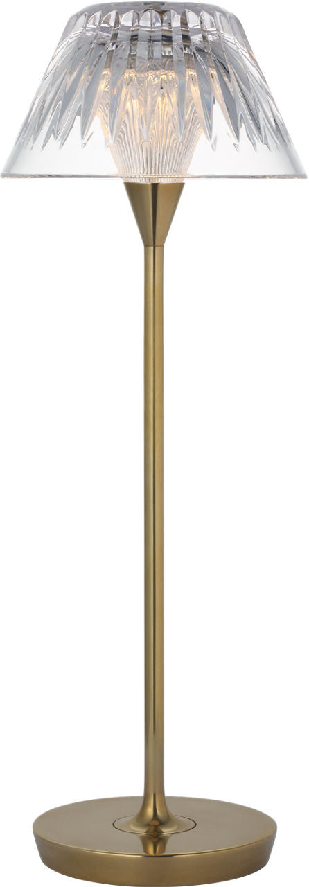 Blaze 16" Rechargeable Bordslampa — Waterford for Visual Comfort & Co. — Natural Brass with Clear Crystal