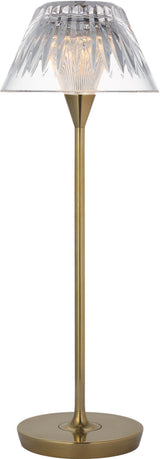 Blaze 16" Rechargeable Bordslampa — Waterford for Visual Comfort & Co. — Natural Brass with Clear Crystal