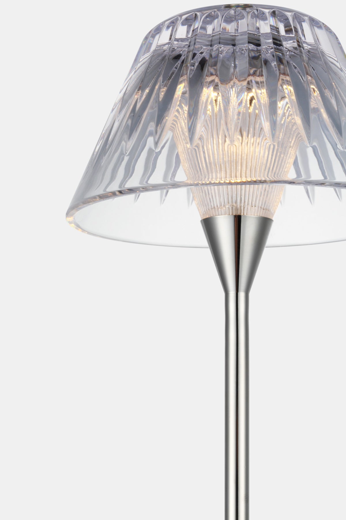 Blaze 16" Rechargeable Bordslampa — Waterford for Visual Comfort & Co. — Polished Nickel with Clear Crystal detaljbild