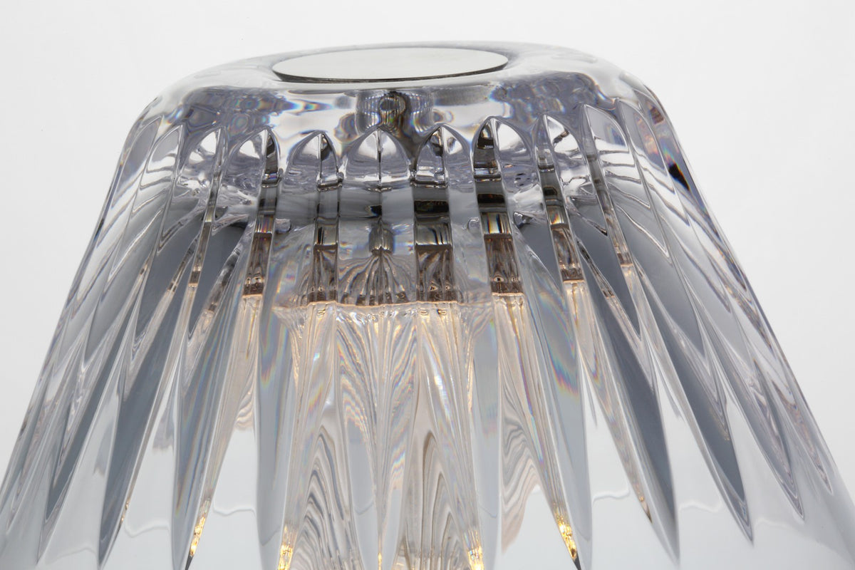 Blaze 16" Rechargeable Bordslampa — Waterford for Visual Comfort & Co. — Polished Nickel with Clear Crystal detaljbild
