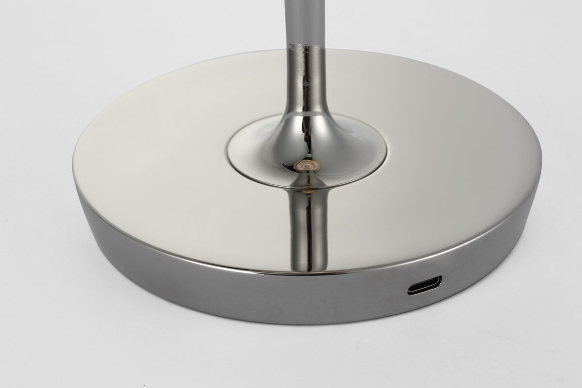 Blaze 16" Rechargeable Bordslampa — Waterford for Visual Comfort & Co. — Polished Nickel with Clear Crystal detaljbild