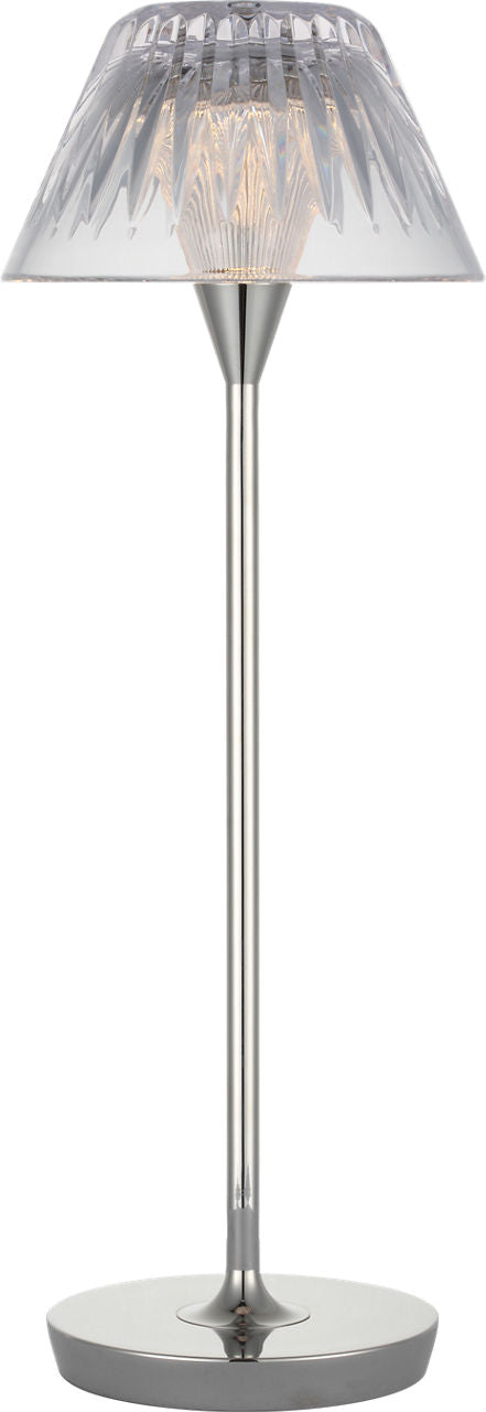 Blaze 16" Rechargeable Bordslampa — Waterford for Visual Comfort & Co. — Polished Nickel with Clear Crystal