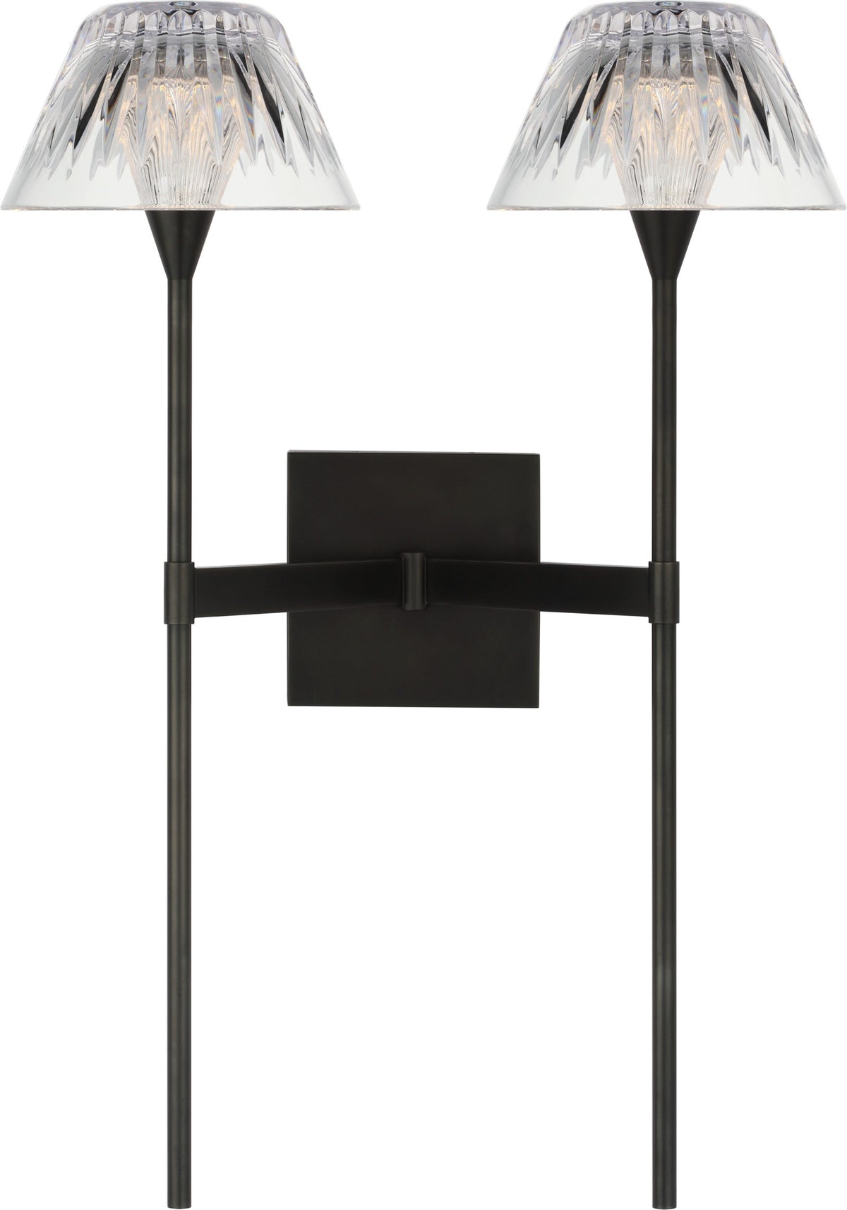 Blaze 19" 2 Light Tail Wall Light — Waterford for Visual Comfort & Co. — Bronze with Clear Crystal