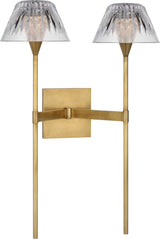 Blaze 19" 2 Light Tail Vägglampa — Waterford for Visual Comfort & Co. — Natural Brass with Clear Crystal detaljbild