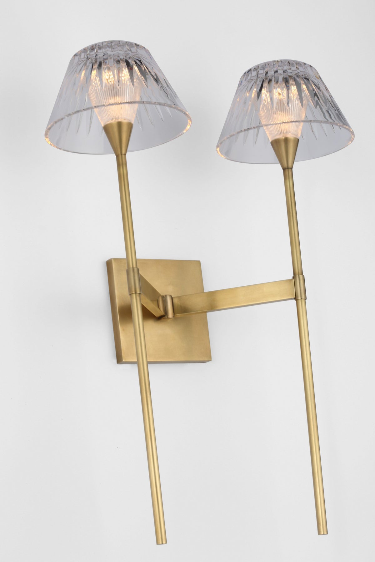 Blaze 19" 2 Light Tail Vägglampa — Waterford for Visual Comfort & Co. — Natural Brass with Clear Crystal detaljbild