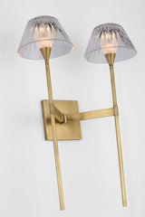 Blaze 19" 2 Light Tail Vägglampa — Waterford for Visual Comfort & Co. — Natural Brass with Clear Crystal detaljbild