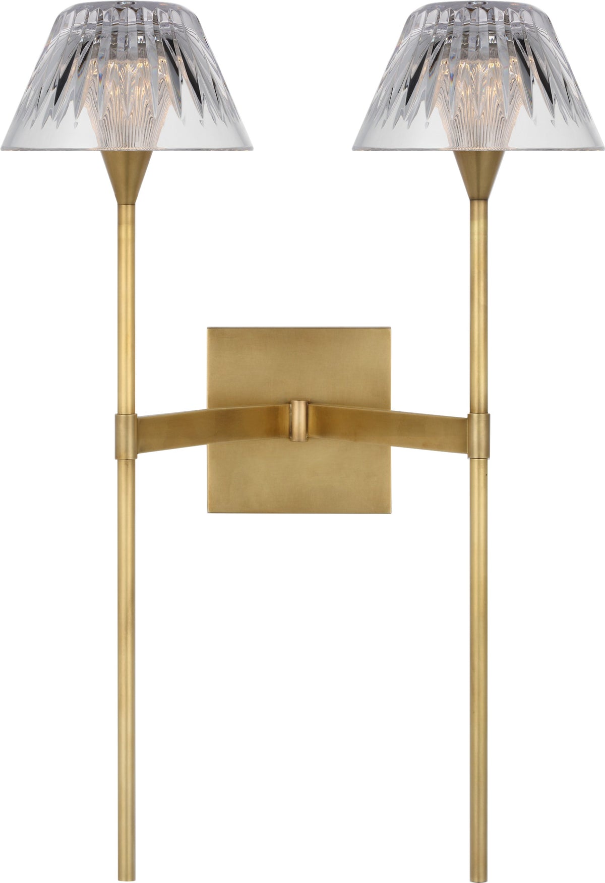 Blaze 19" 2 Light Tail Wall Light — Waterford for Visual Comfort & Co. — Natural Brass with Clear Crystal