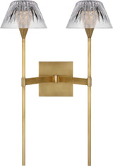 Blaze 19" 2 Light Tail Wall Light — Waterford for Visual Comfort & Co. — Natural Brass with Clear Crystal
