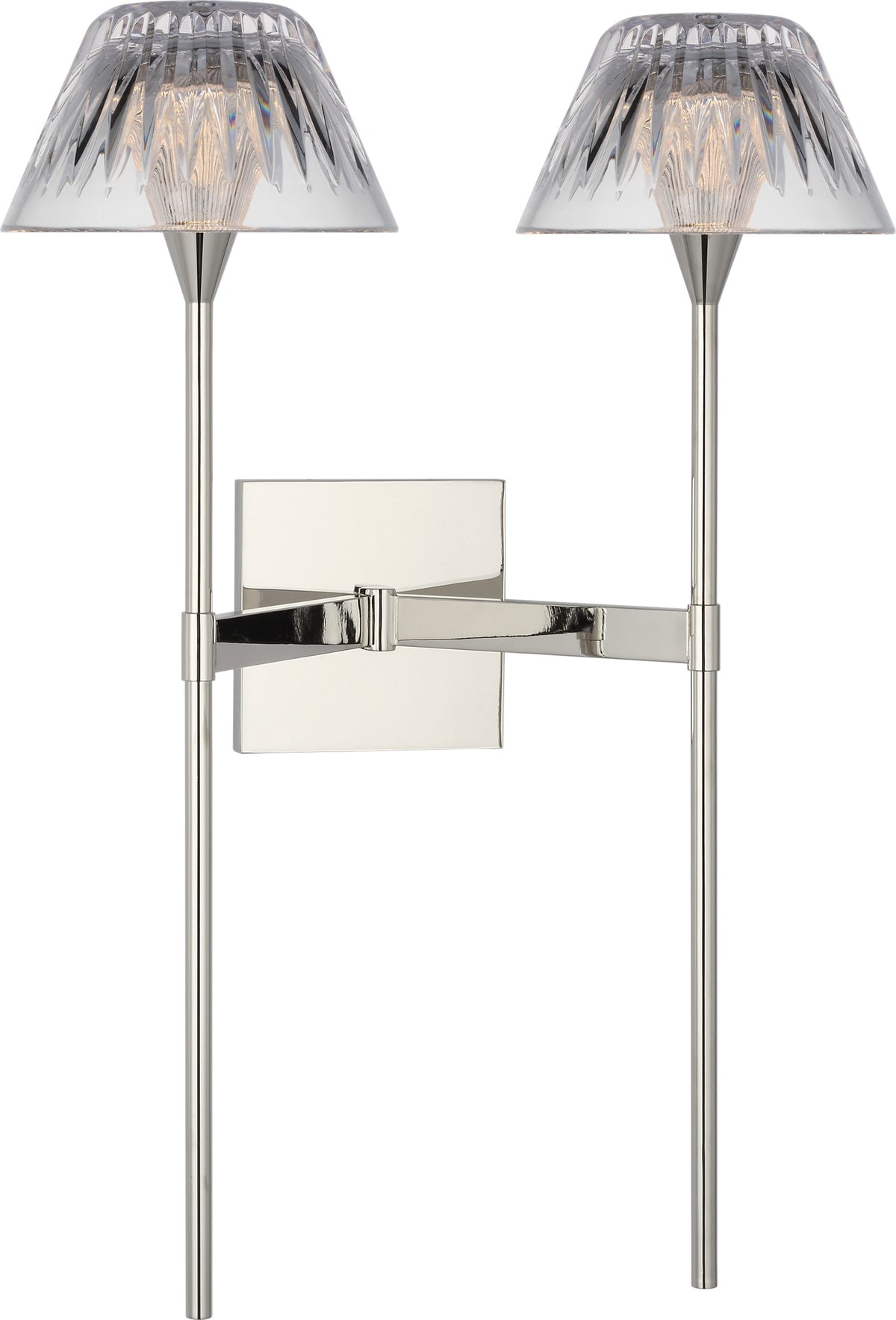 Blaze 19" 2 Light Tail Vägglampa — Waterford for Visual Comfort & Co. — Polished Nickel with Clear Crystal detaljbild
