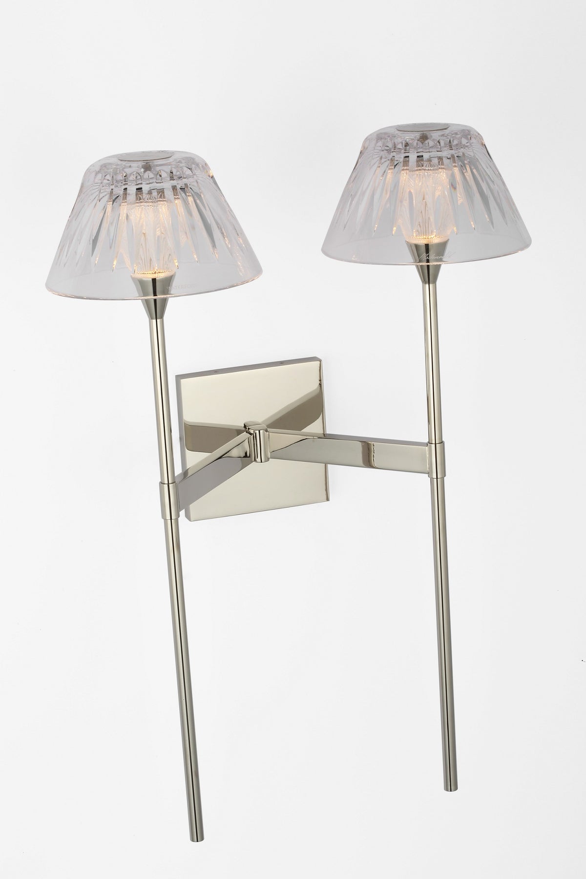 Blaze 19" 2 Light Tail Vägglampa — Waterford for Visual Comfort & Co. — Polished Nickel with Clear Crystal detaljbild
