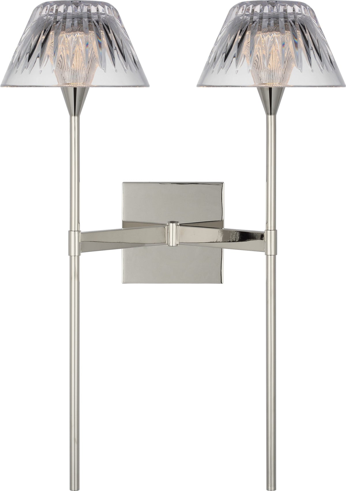 Blaze 19" 2 Light Tail Wall Light — Waterford for Visual Comfort & Co. — Polished Nickel with Clear Crystal