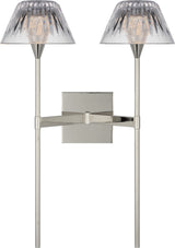 Blaze 19" 2 Light Tail Wall Light — Waterford for Visual Comfort & Co. — Polished Nickel with Clear Crystal