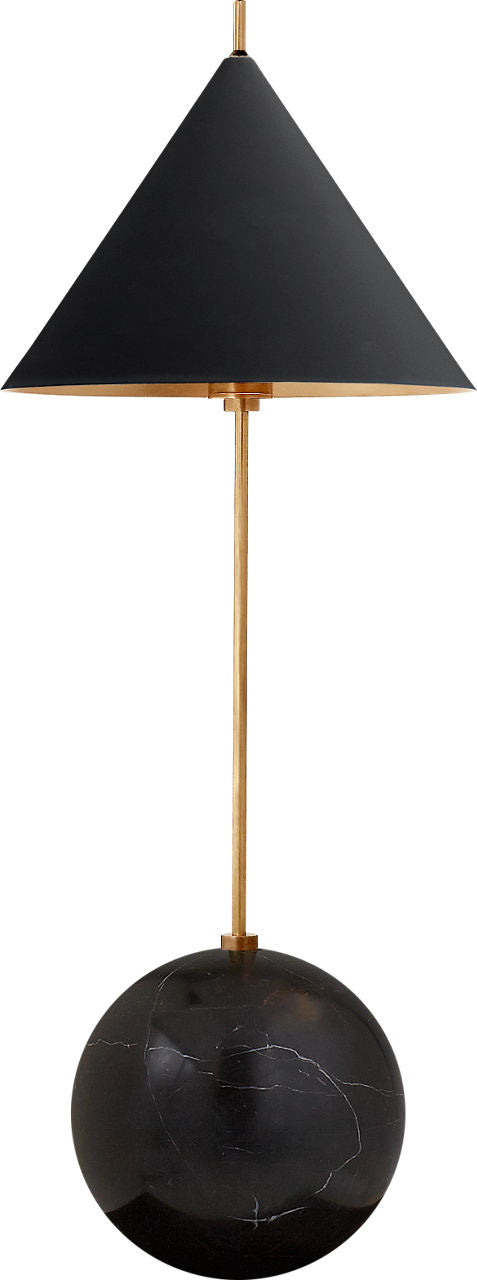 Cleo Orb Base Bordslampa — Kelly Wearstler for Visual Comfort & Co. — Antique-Burnished Brass with Black Shade