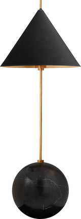 Cleo Orb Base Bordslampa — Kelly Wearstler for Visual Comfort & Co. — Antique-Burnished Brass with Black Shade