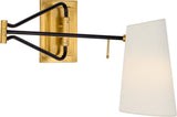 Keil Swing Arm Vägglampa — Visual Comfort — Hand-Rubbed Antique Brass and Black with Linen Shade / Utan ljuskälla detaljbild