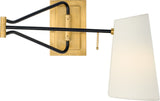 Keil Swing Arm Vägglampa — Visual Comfort — Hand-Rubbed Antique Brass and Black with Linen Shade / Utan ljuskälla