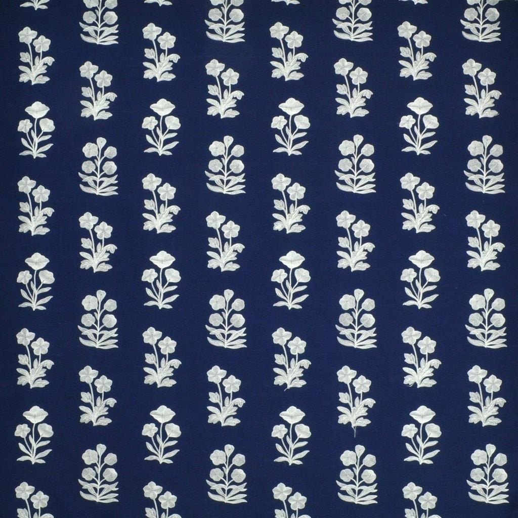 Blue Grotto Embroidery Blue Fabric — Ralph Lauren Home tyg