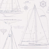 Boat Blueprint Dark Blue on White — Ralph Lauren Home tapet
