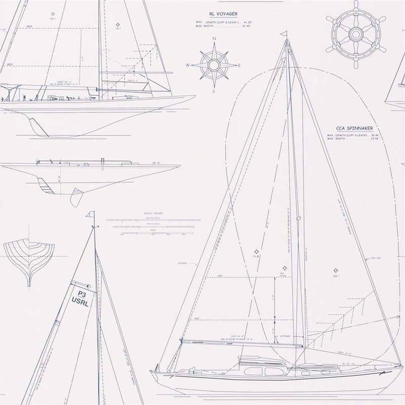 Boat Blueprint Tapet — Ralph Lauren Home