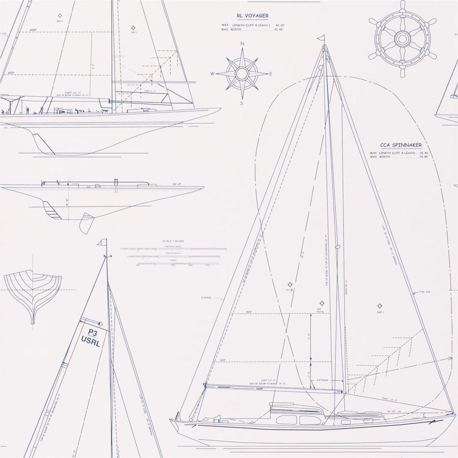 Boat Blueprint Tapet — Ralph Lauren Home