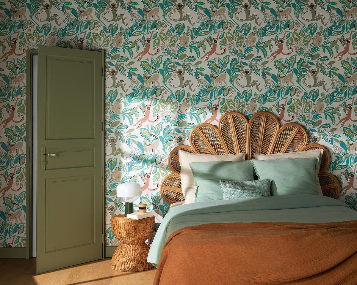 Borneo room setting — Pierre Frey wallpaper