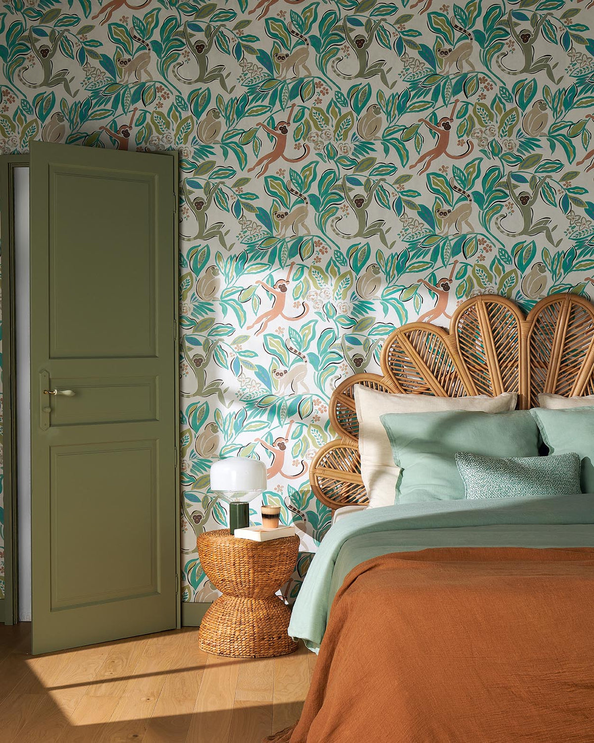 Borneo room setting — Pierre Frey wallpaper