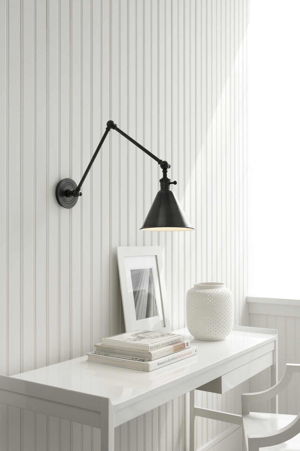Boston Functional Double Arm Library Light Wall Light — Chapman & Myers for Visual Comfort & Co. room setting