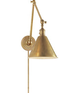Boston Functional Double Arm Library Light Wall Light — Chapman & Myers for Visual Comfort & Co. — Hand-Rubbed Antique Brass