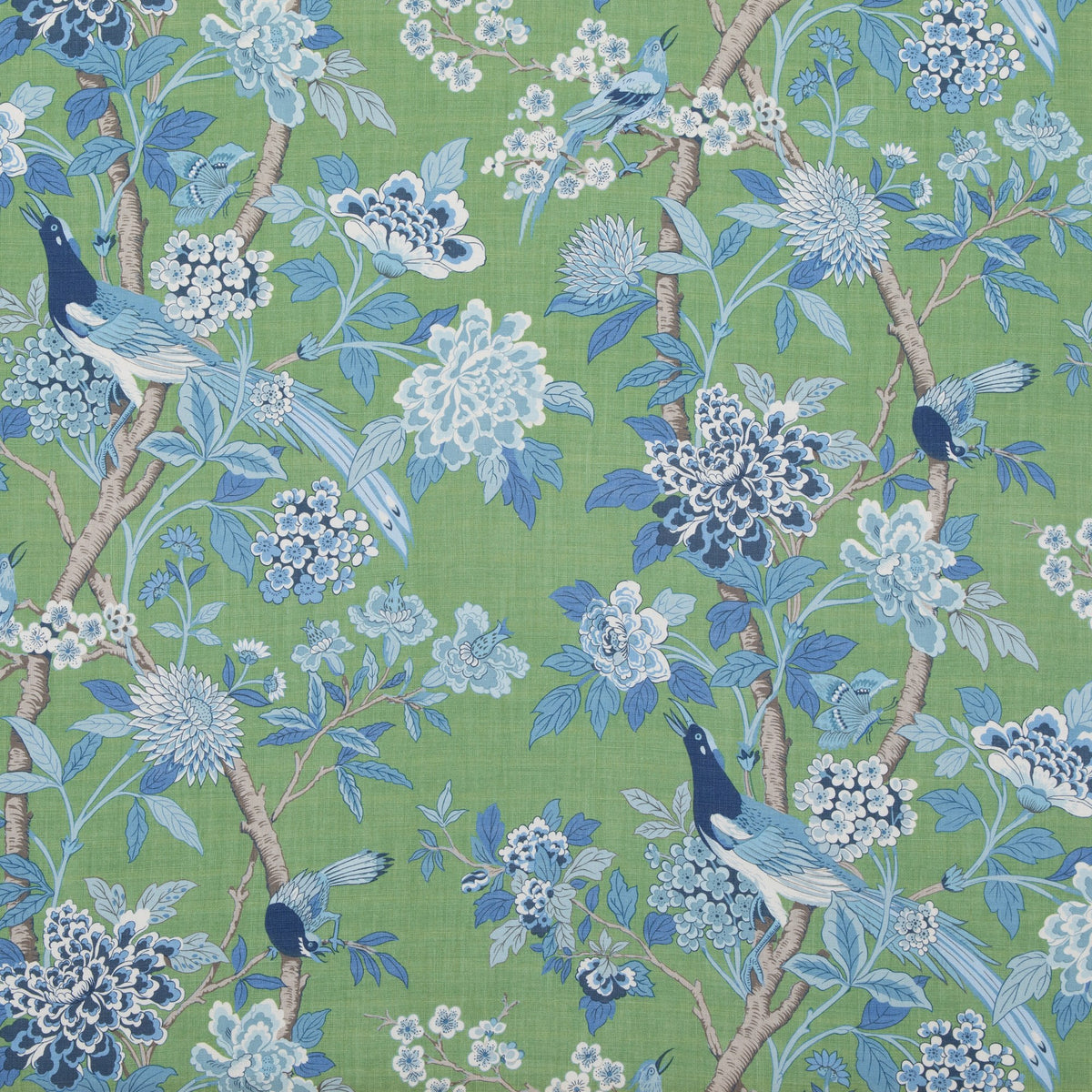 Hydrangea Bird (Archive) Tyg Emerald/Blue — G P & J Baker
