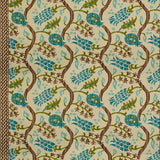 Nisiotiko Linen Print Tyg Taupe/Aqua — Brunschwig & Fils tyg