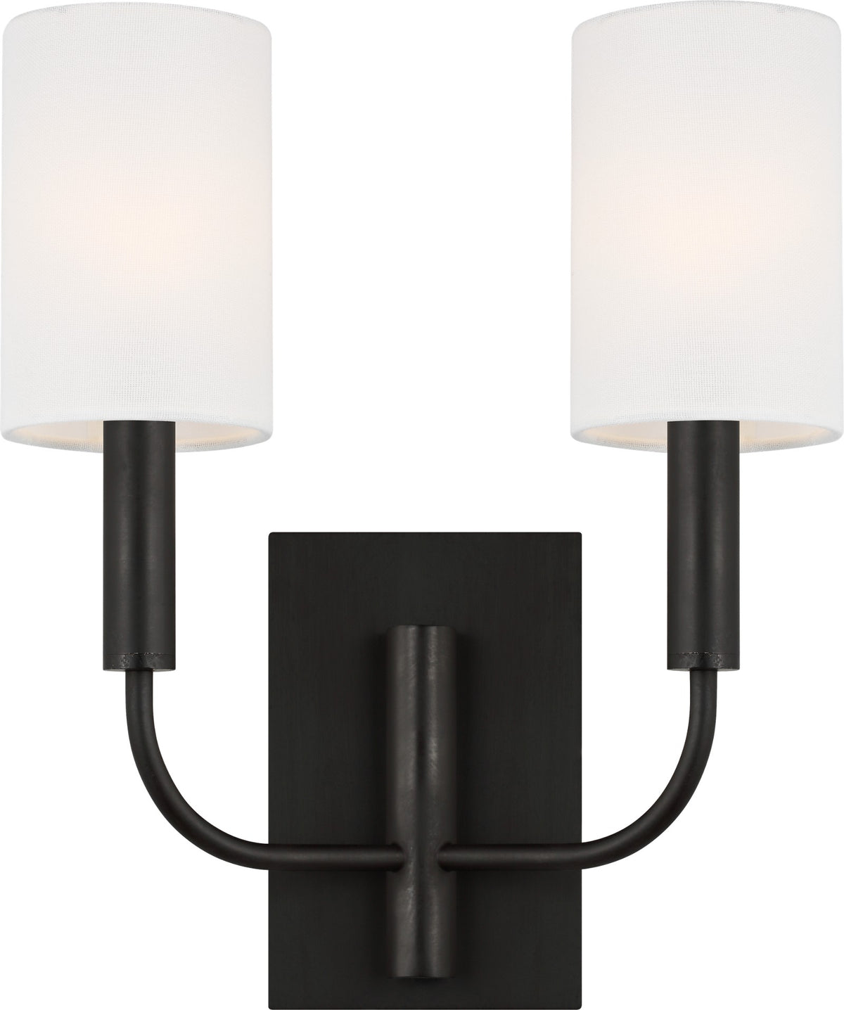 Brianna Double Wall Light — Ellen DeGeneres for Visual Comfort & Co. — Aged Iron with Linen Shades