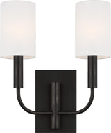 Brianna Double Wall Light — Ellen DeGeneres for Visual Comfort & Co. — Aged Iron with Linen Shades