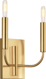 Brianna Double Vägglampa — Ellen DeGeneres for Visual Comfort & Co. — Burnished Brass with Linen Shades detaljbild