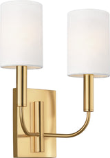 Brianna Double Wall Light — Ellen DeGeneres for Visual Comfort & Co. — Burnished Brass with Linen Shades