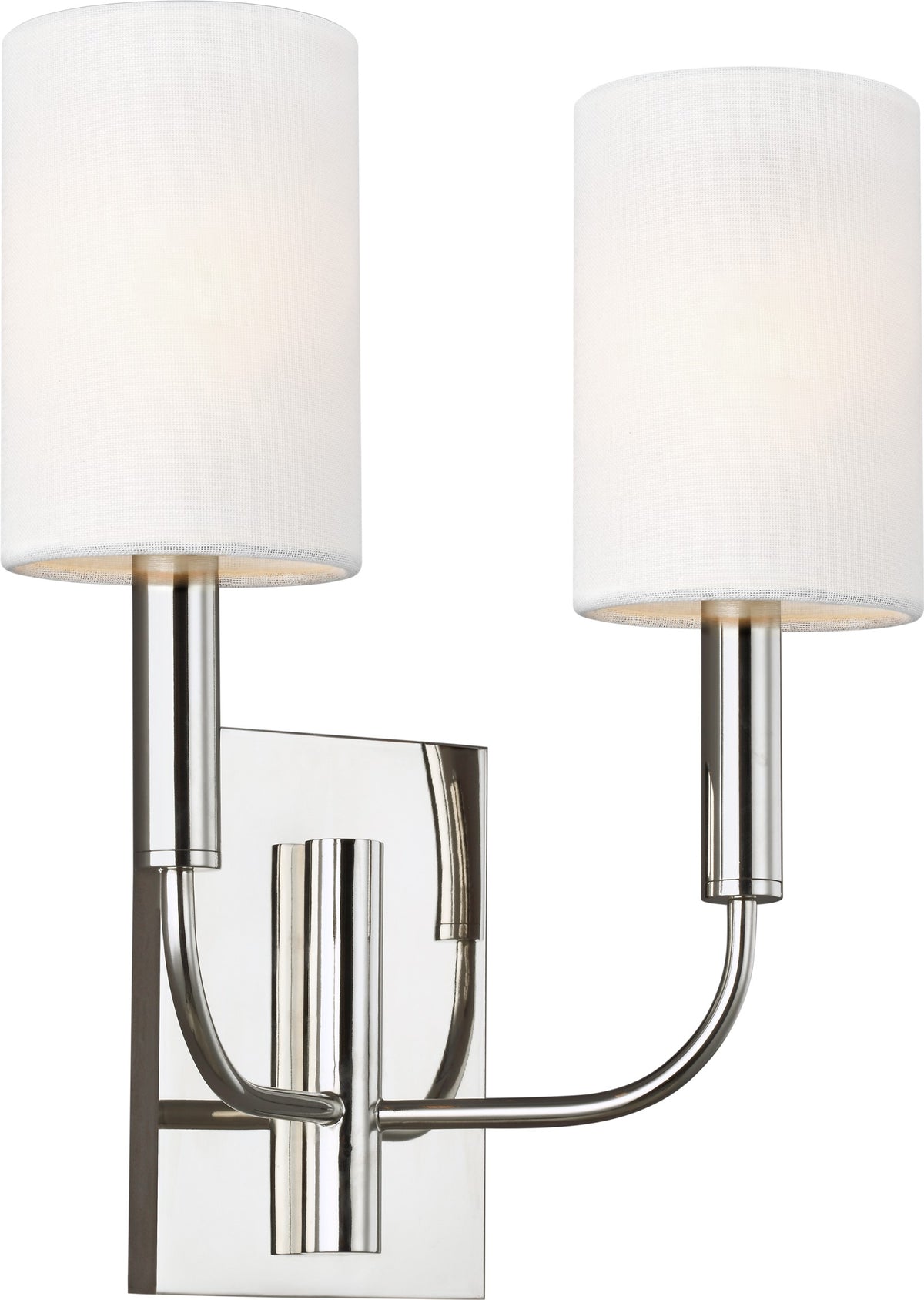 Brianna Double Wall Light — Ellen DeGeneres for Visual Comfort & Co. — Polished Nickel with Linen Shades