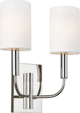 Brianna Double Wall Light — Ellen DeGeneres for Visual Comfort & Co. — Polished Nickel with Linen Shades