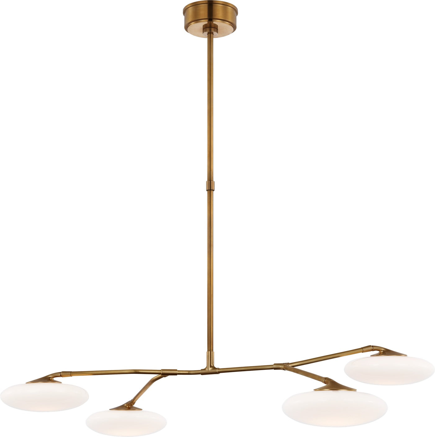 Brindille Large Four Light Takkrona — Visual Comfort — Soft Brass with White Glass
