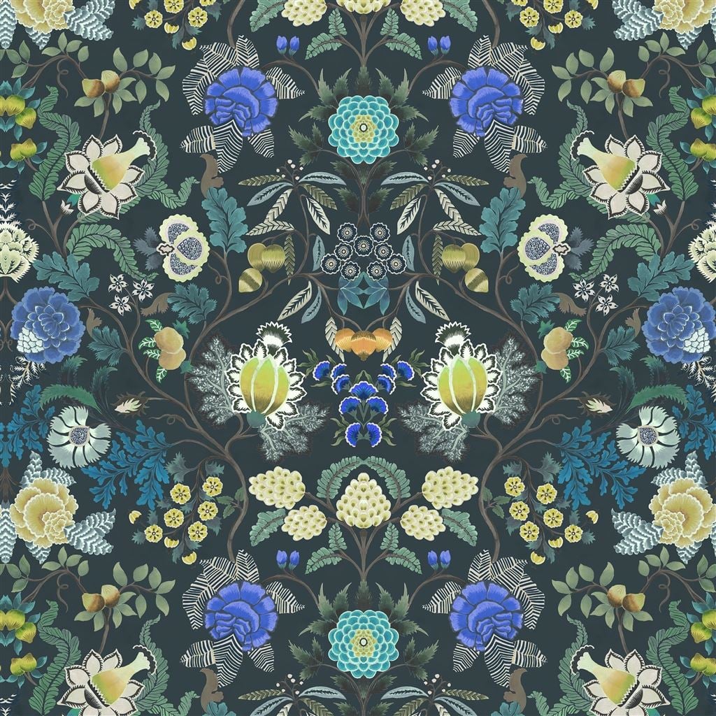 Brocart Decoratif Velours Indigo — Designers Guild tapet