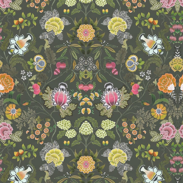 Brocart Decoratif Velours Olive — Designers Guild tapet