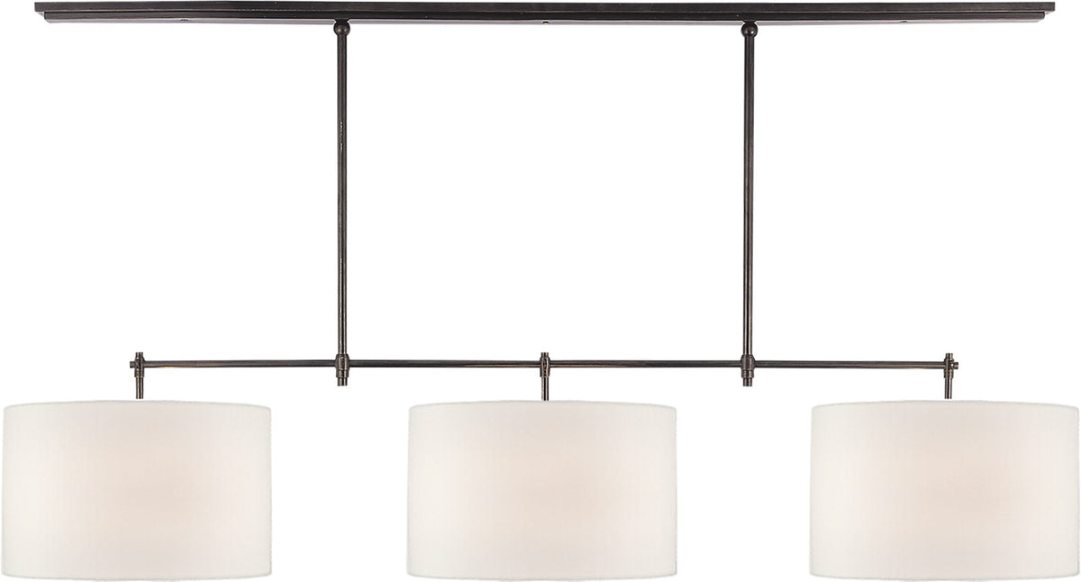 Bryant Large Billiard Taklampa — Thomas O'Brien for Visual Comfort & Co. — Bronze with Linen Shades