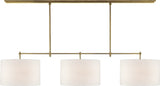 Bryant Large Billiard Taklampa — Thomas O'Brien for Visual Comfort & Co. — Hand-Rubbed Antique Brass with Linen Shades