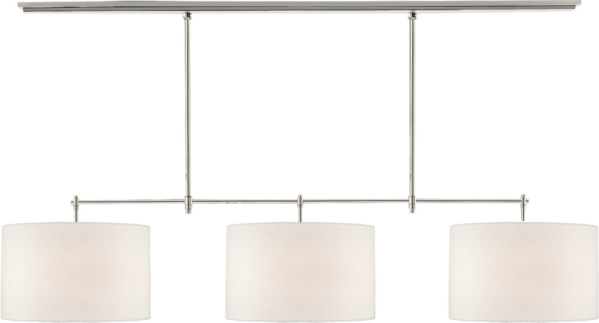 Bryant Large Billiard Taklampa — Thomas O'Brien for Visual Comfort & Co. — Polished Nickel with Linen Shades