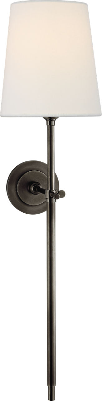 Bryant Large Tail Vägglampa — Thomas O'Brien for Visual Comfort & Co. — Bronze with Linen Shade