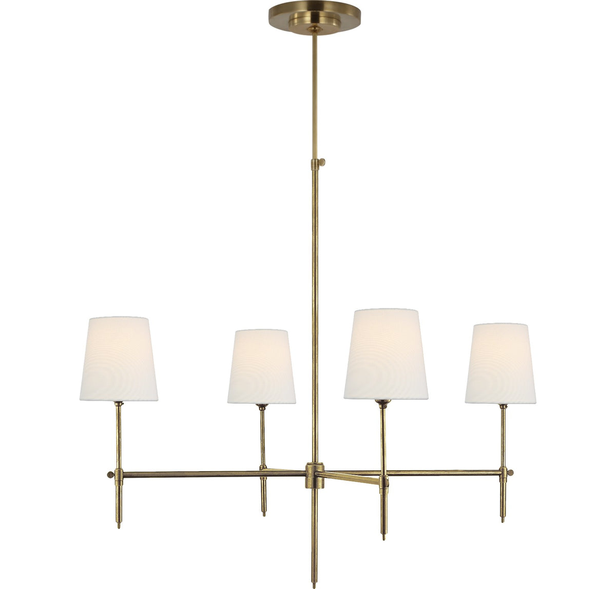 Bryant Large Takkrona — Thomas O'Brien for Visual Comfort & Co. — Hand-Rubbed Antique Brass with Linen Shades